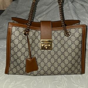 Gucci Padlock Medium Tote Shoulder Bag with Monogram Canvas